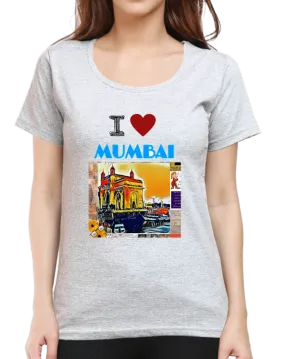 I Love Mumbai T Shirt for Women D50