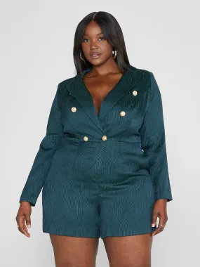 Kira Textured Double Breasted Romper