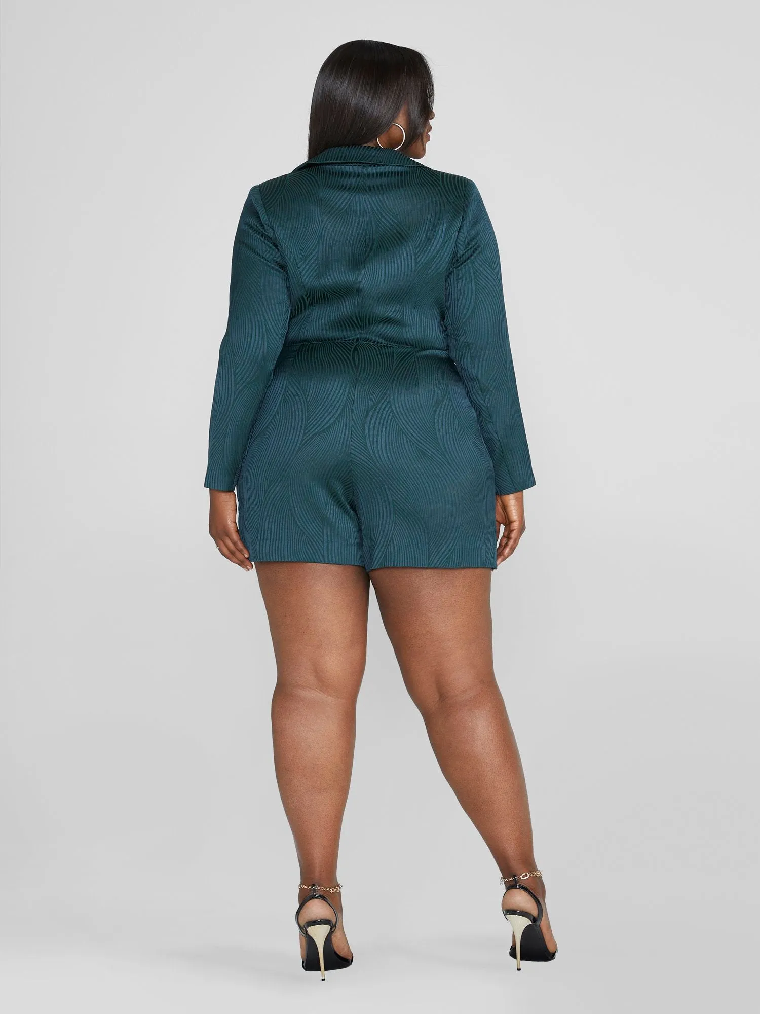 Kira Textured Double Breasted Romper