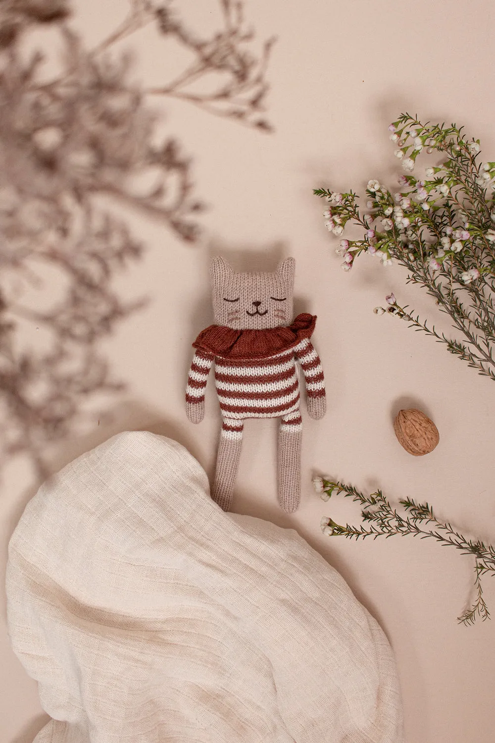 Kitten knit toy | sienna striped romper