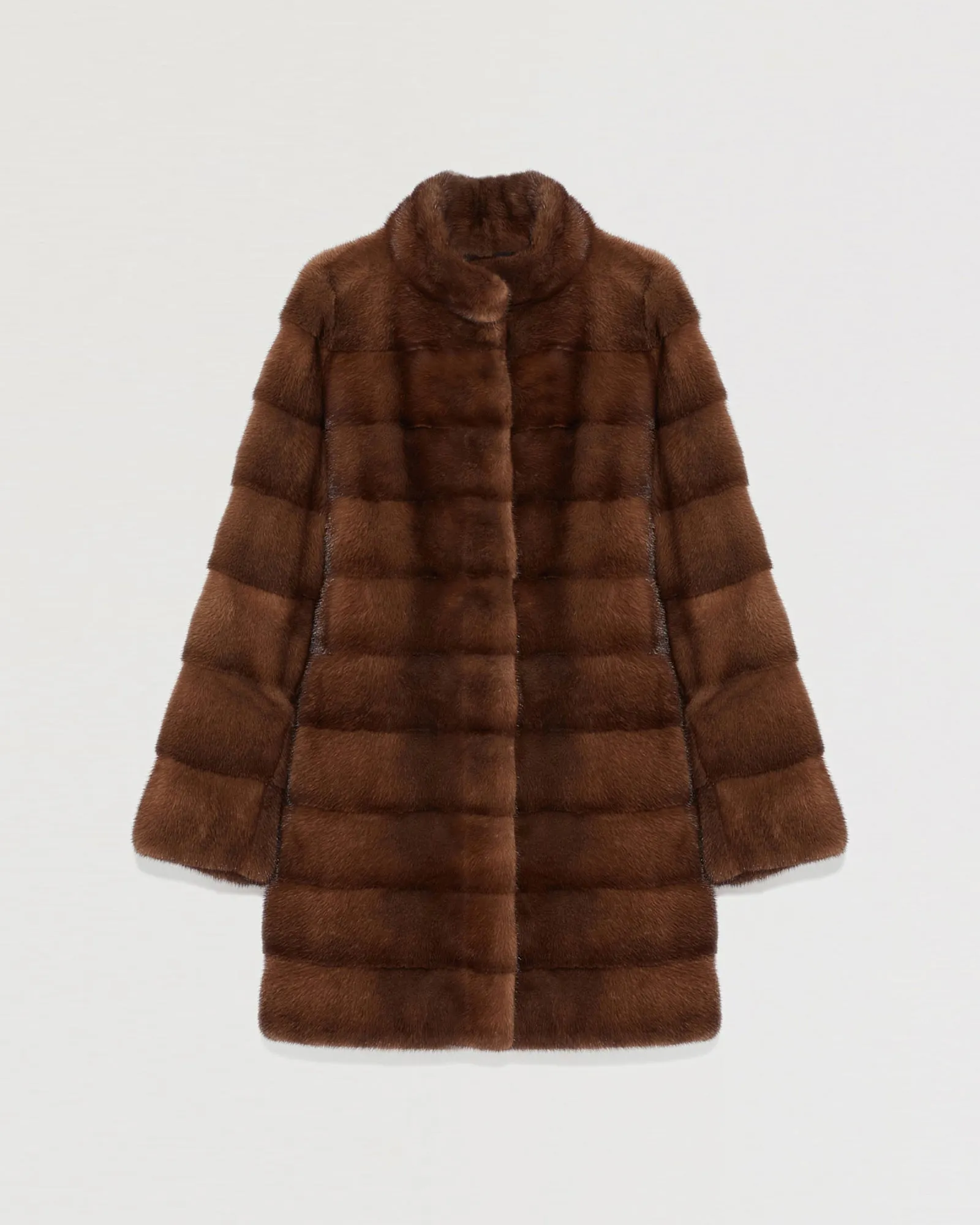 Long mink jacket with collar