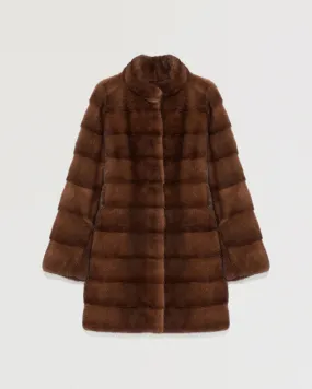 Long mink jacket with collar