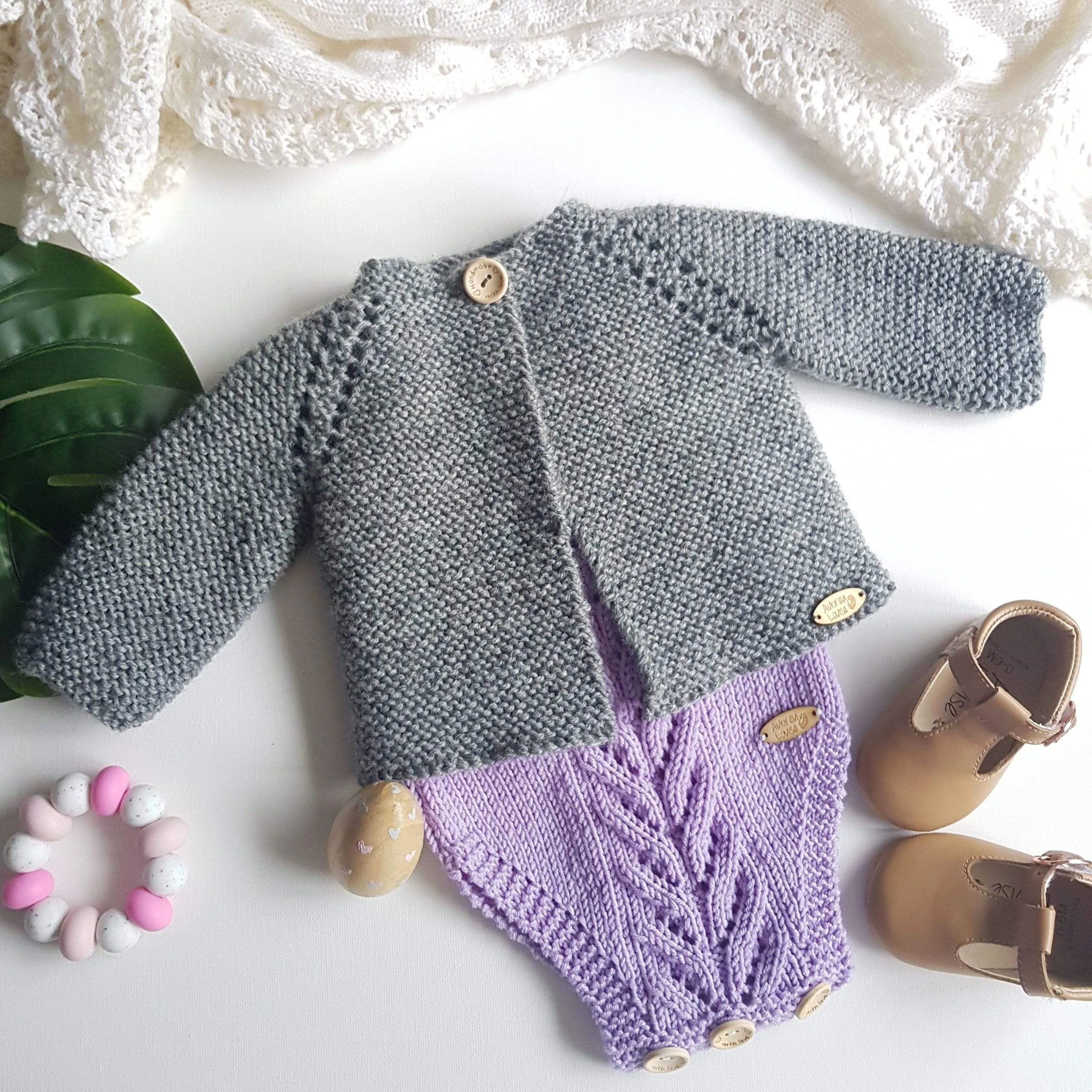Meadows romper 0-3 months lavender merino
