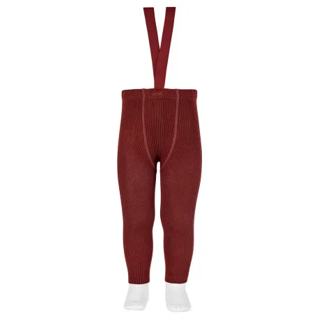 Merino Wool-Blend Leggings With Suspender | Garnet