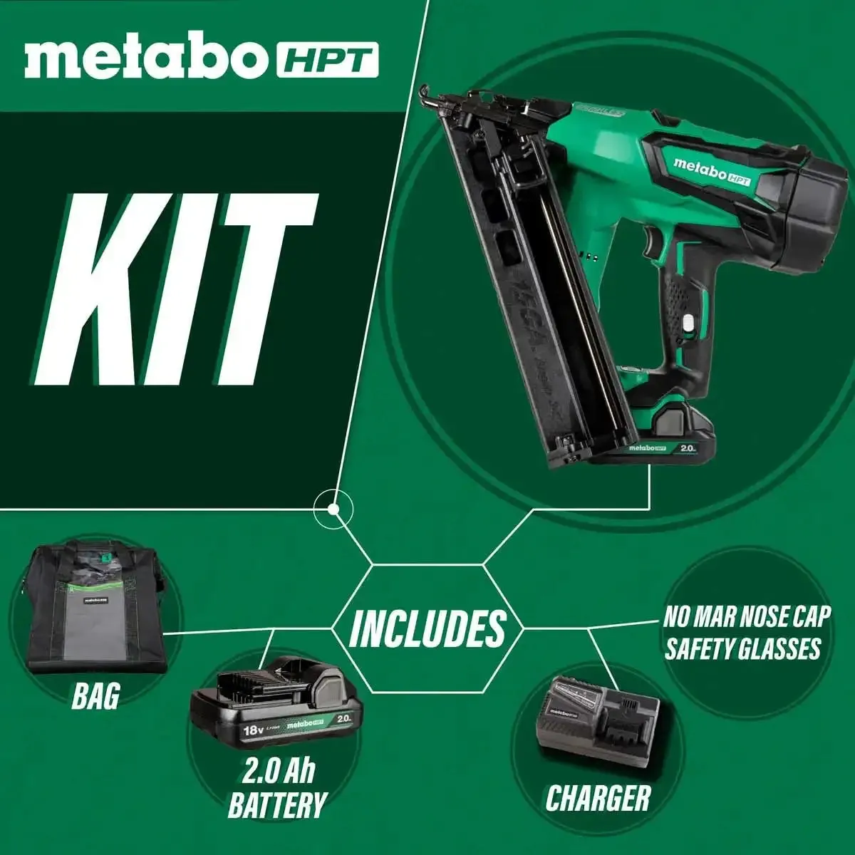 Metabo 18V MultiVolt Cordless 15 Gauge Angled Finish Nailer