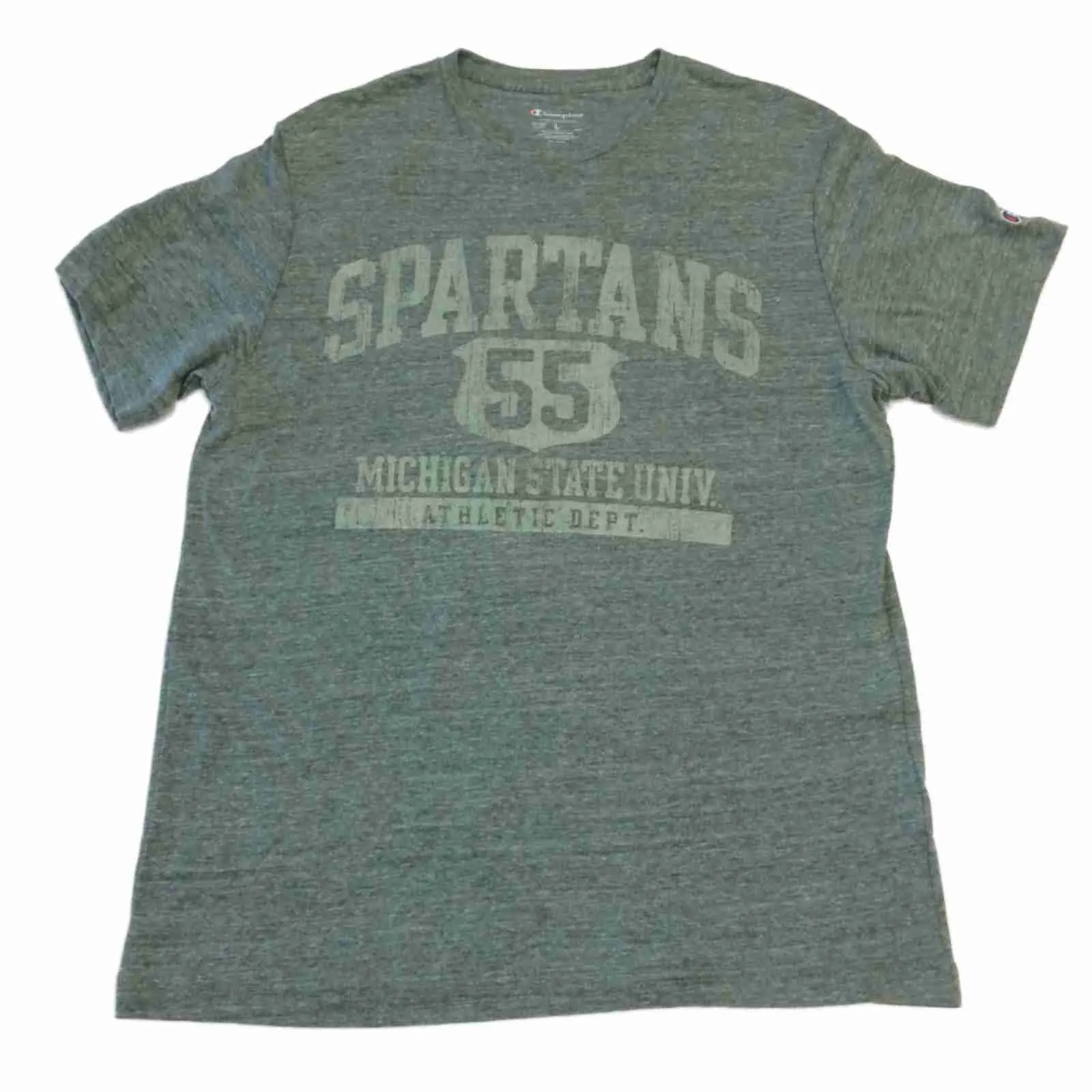 Michigan State Spartans Champion Green Short Sleeve Crew Neck T-Shirt (L)