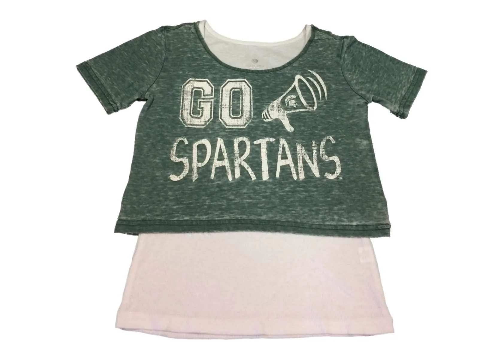 Michigan State Spartans Colosseum GIRLS Green "Go Spartans" SS T-Shirt (M)