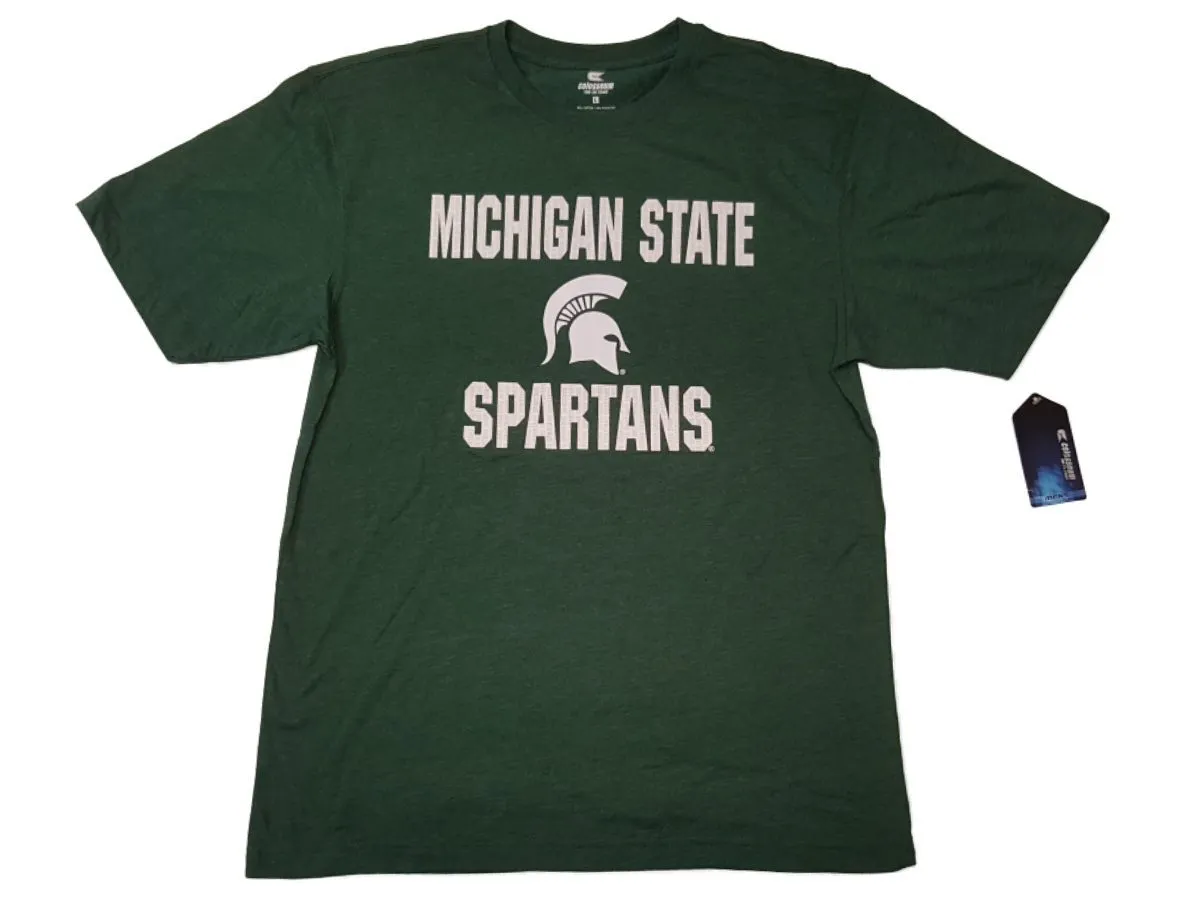 Michigan State Spartans Colosseum Green Textured Logo Short Sleeve T-Shirt (L)