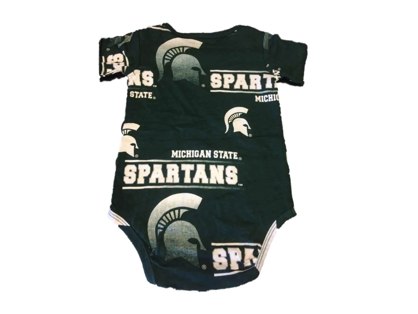 Michigan State Spartans Green Gradient Logo Button Snap One Piece Creeper (12M)