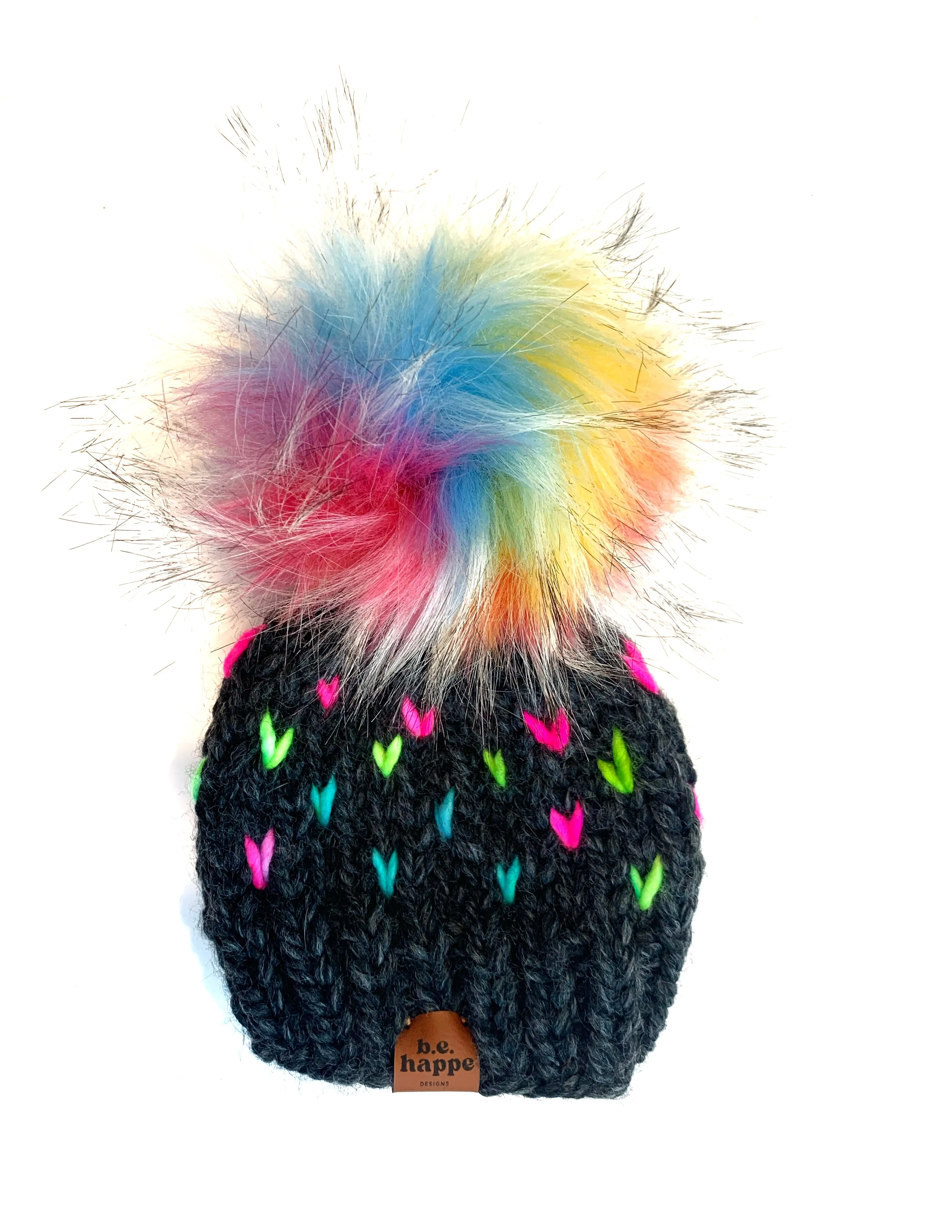 Mommy   Me | Puff Slouch   Happe Heart | Charcoal Rainbow
