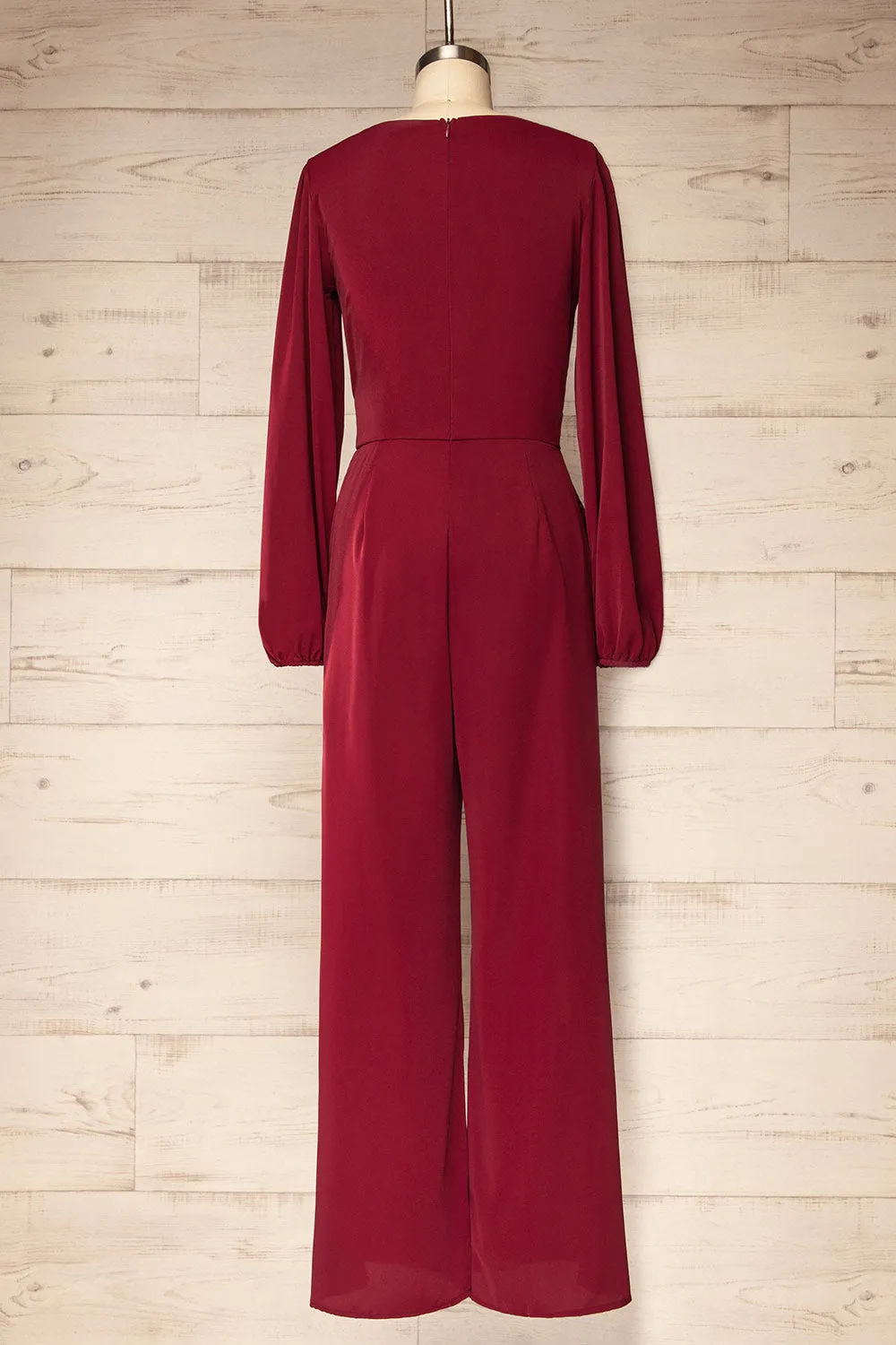 Nantwich Burgundy | Silky Long-Sleeved Jumpsuit