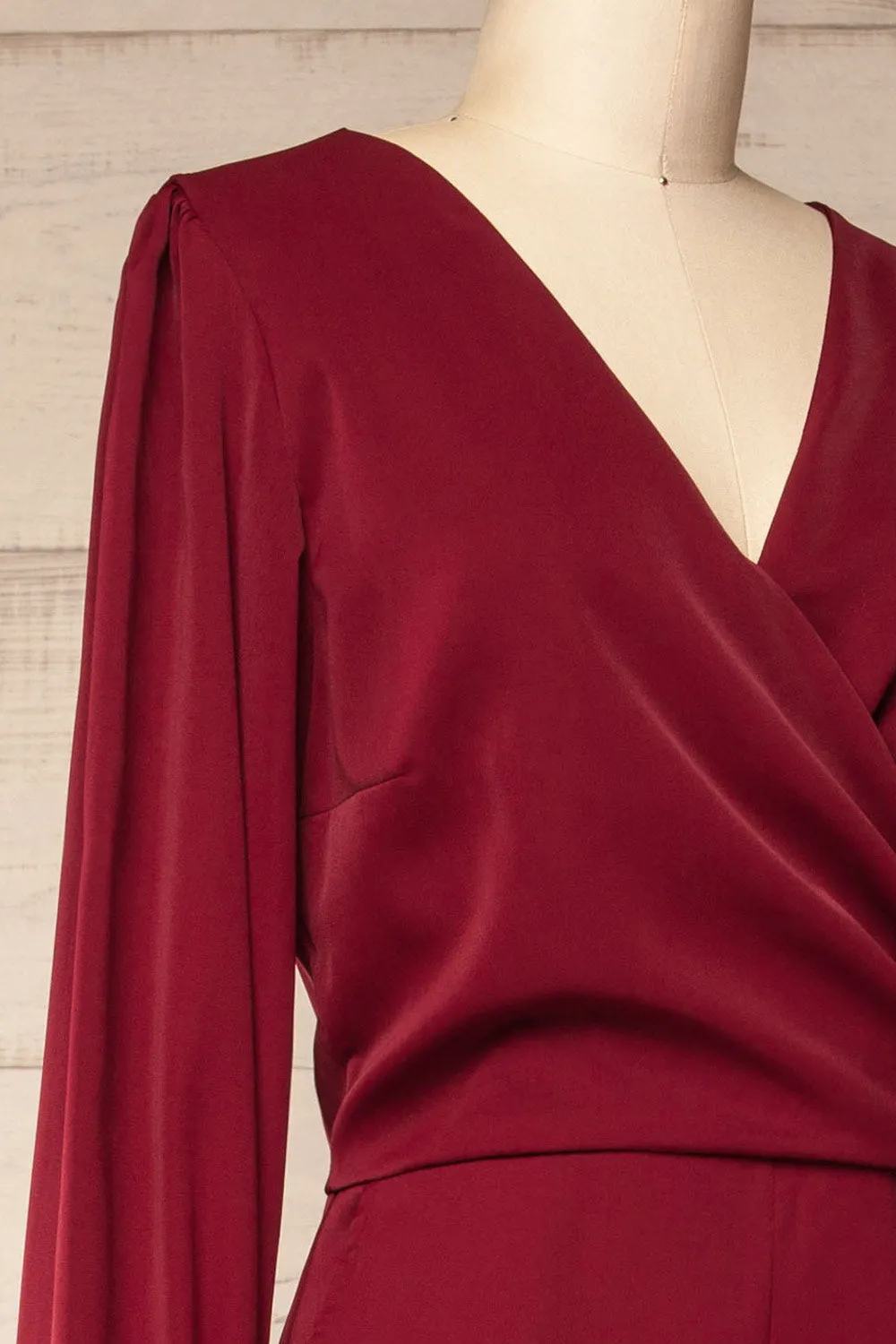 Nantwich Burgundy | Silky Long-Sleeved Jumpsuit