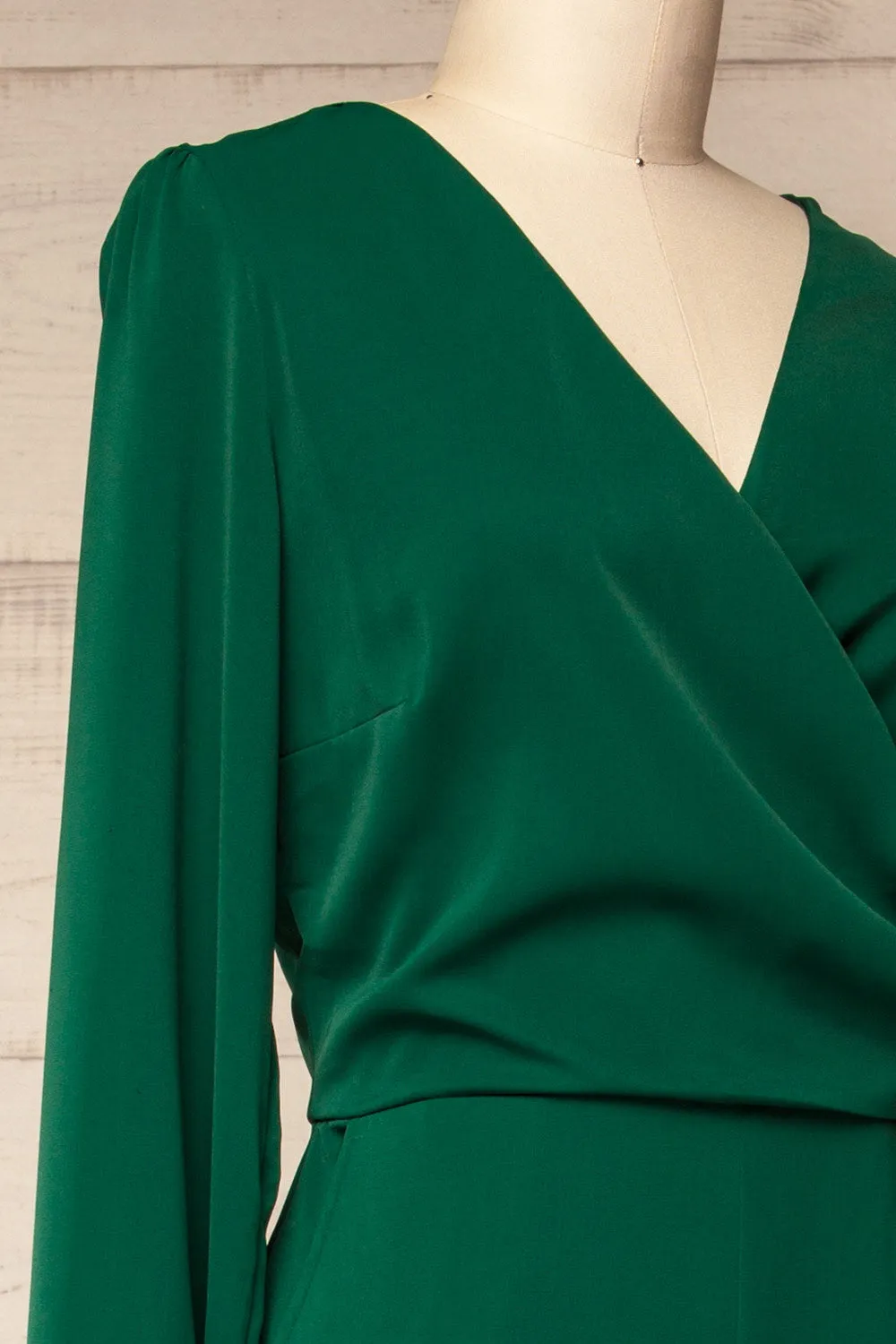 Nantwich Green | Silky Long-Sleeved Jumpsuit
