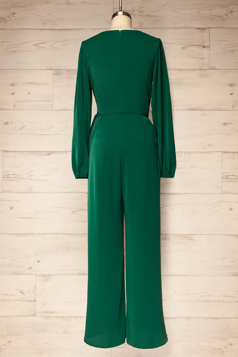 Nantwich Green | Silky Long-Sleeved Jumpsuit