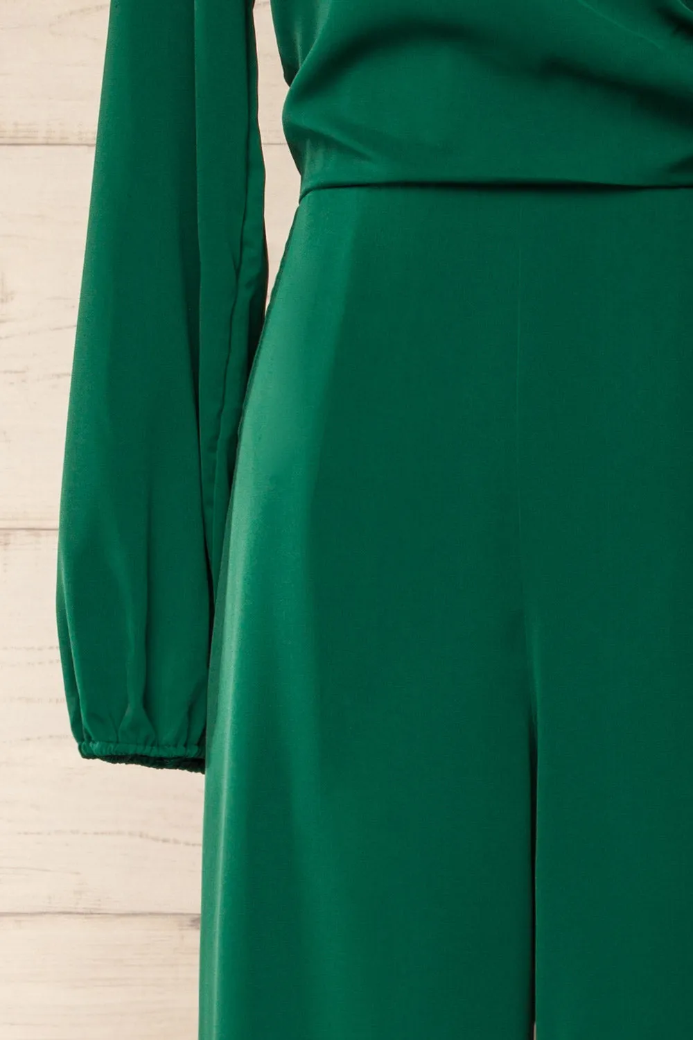 Nantwich Green | Silky Long-Sleeved Jumpsuit