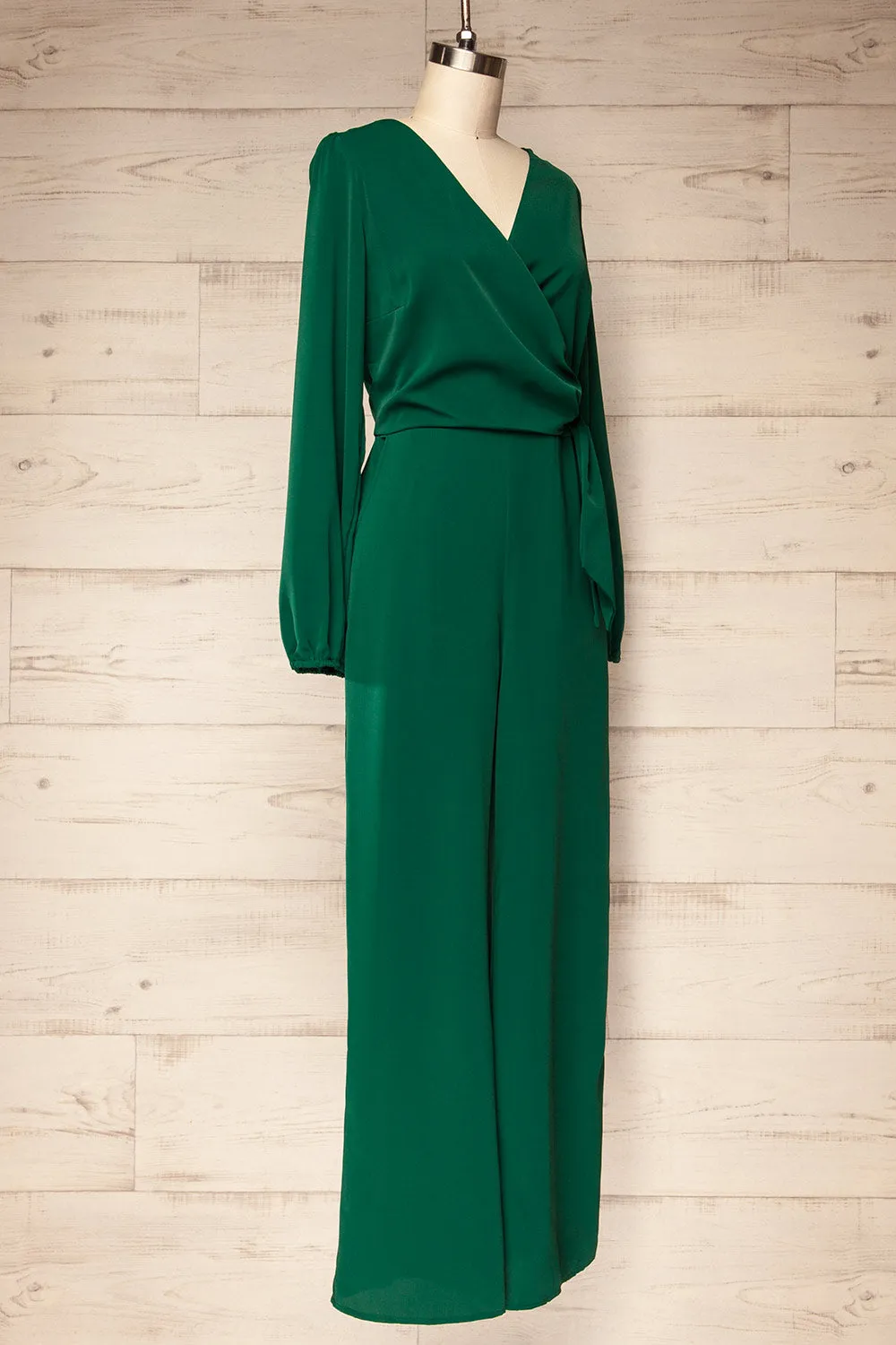 Nantwich Green | Silky Long-Sleeved Jumpsuit