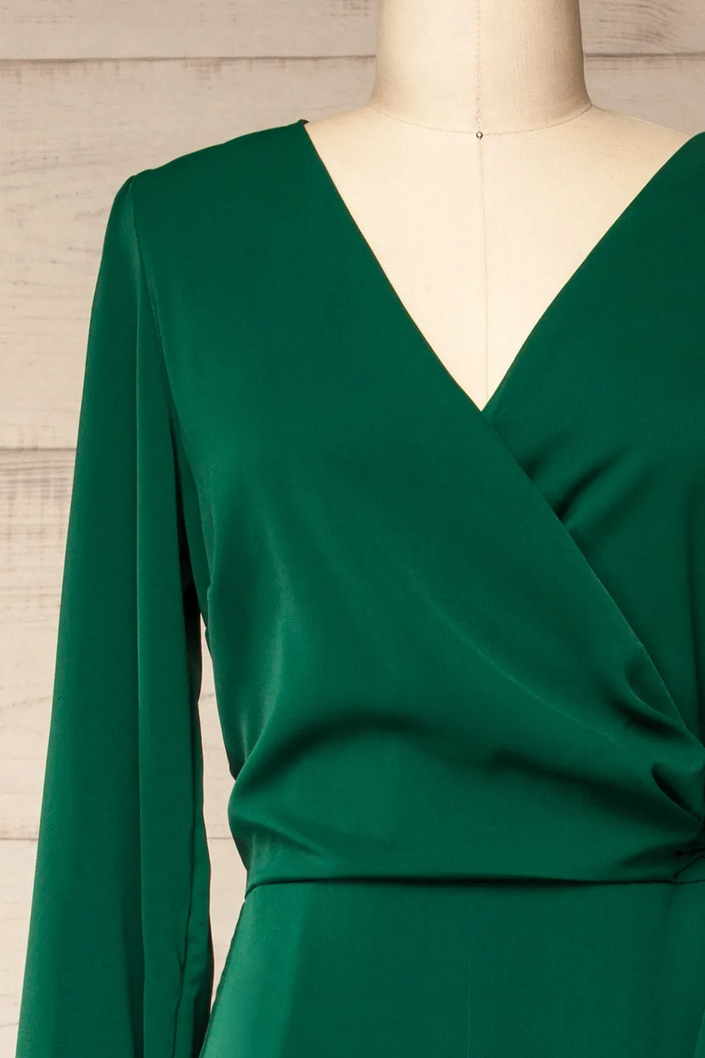 Nantwich Green | Silky Long-Sleeved Jumpsuit
