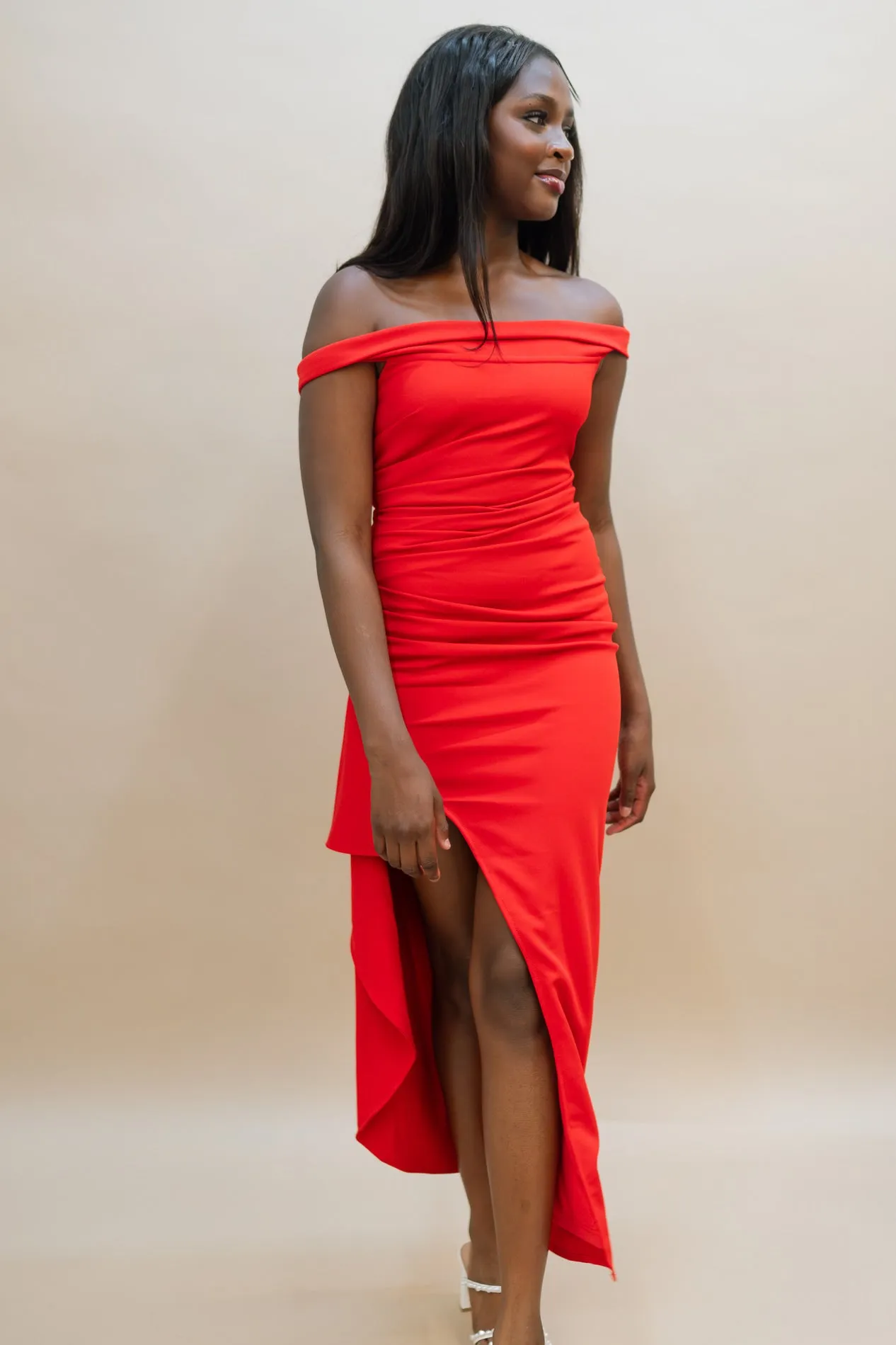 Nikki Off Shoulder Side Slit Dress