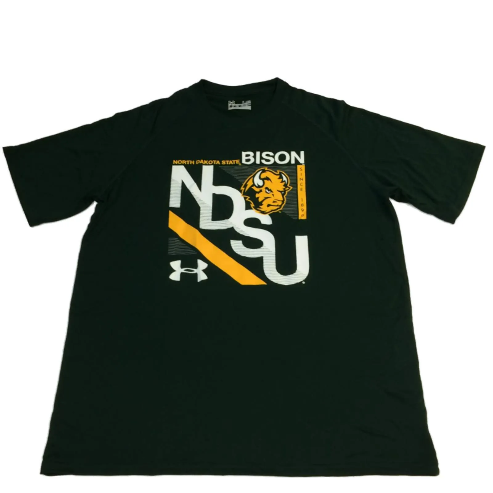 North Dakota State Bison Under Armour HeatGear Loose Dark Green SS T-Shirt (L)