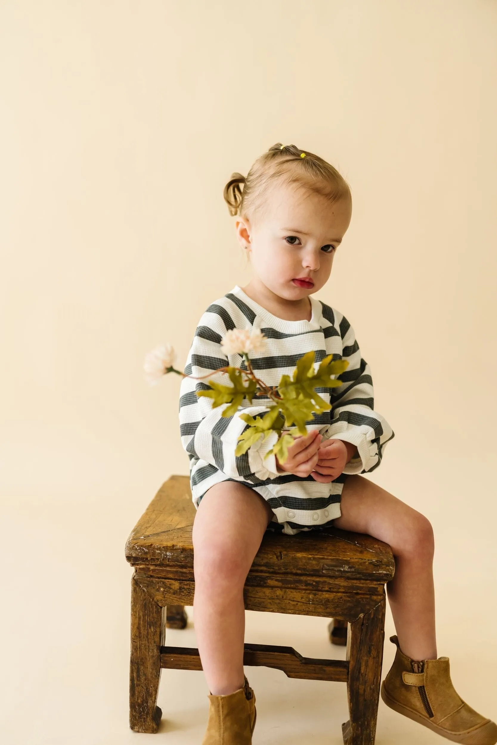 Organic Bubble Romper | Slate Stripes