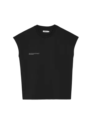 Organic Cotton Cropped Shoulder T-shirt with C-FIBER™ Core—black