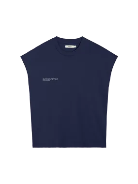 Organic Cotton Cropped Shoulder T-shirt with C-FIBER™ Core—navy blue