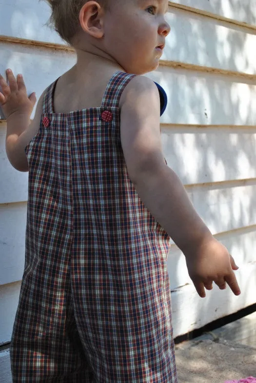 Overalls, Shortalls, Romper pdf sewing pattern for baby & toddler sizes 9 mths to 4 yrs.