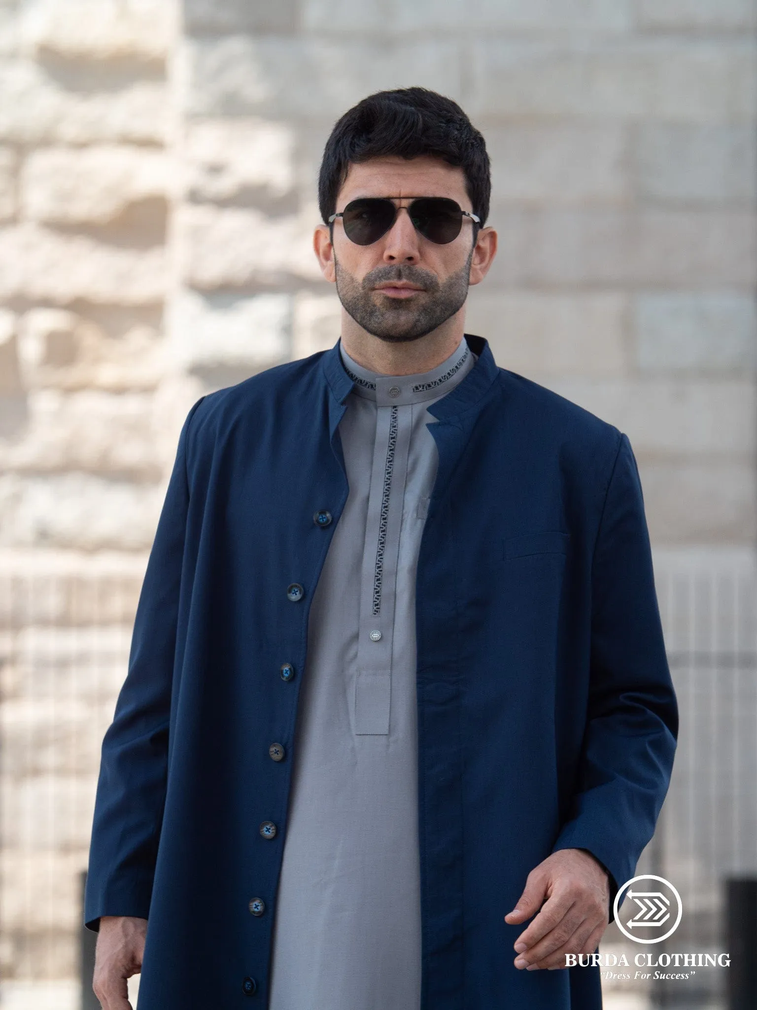 Oxford Blue Long Coat
