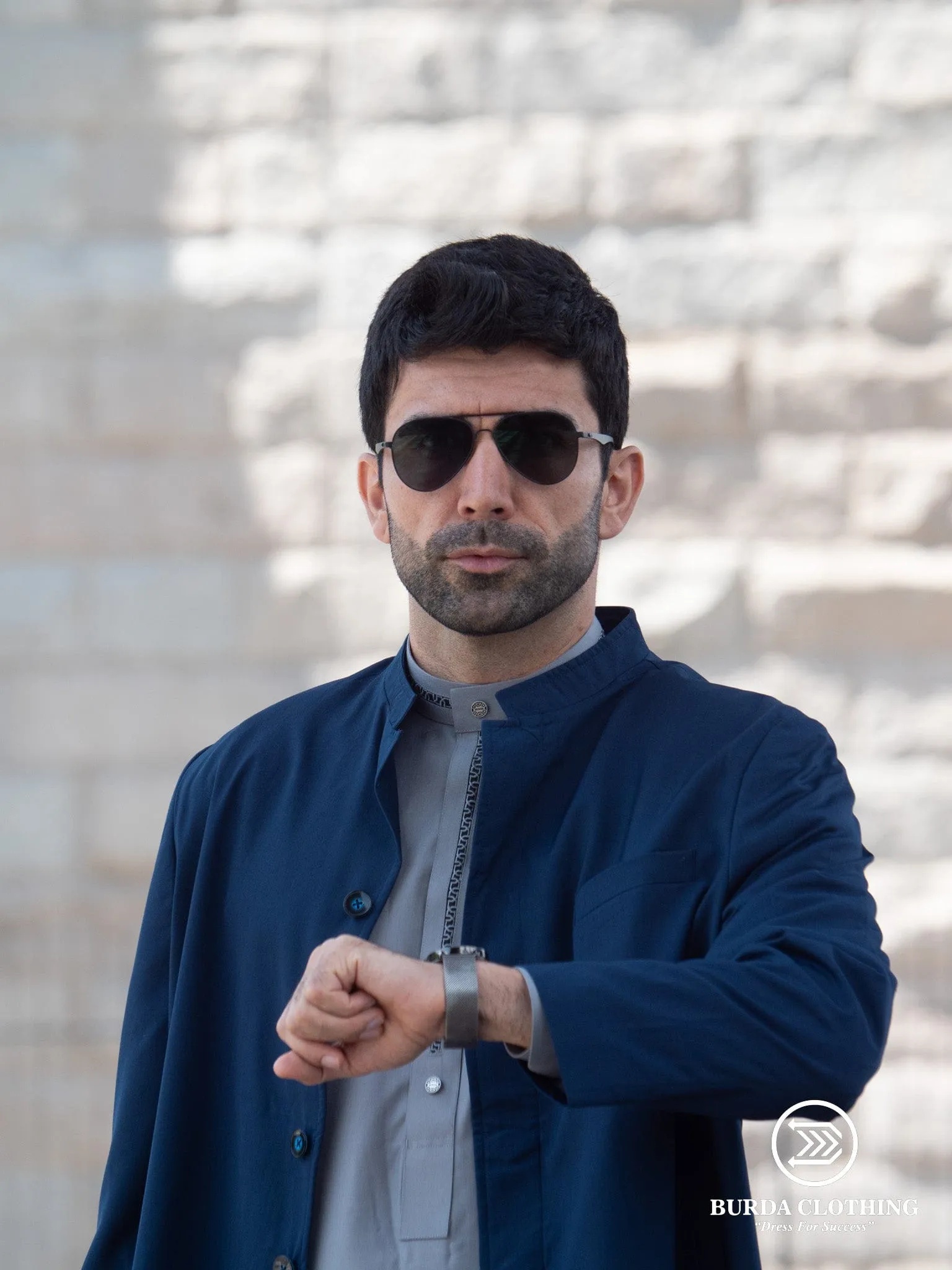 Oxford Blue Long Coat