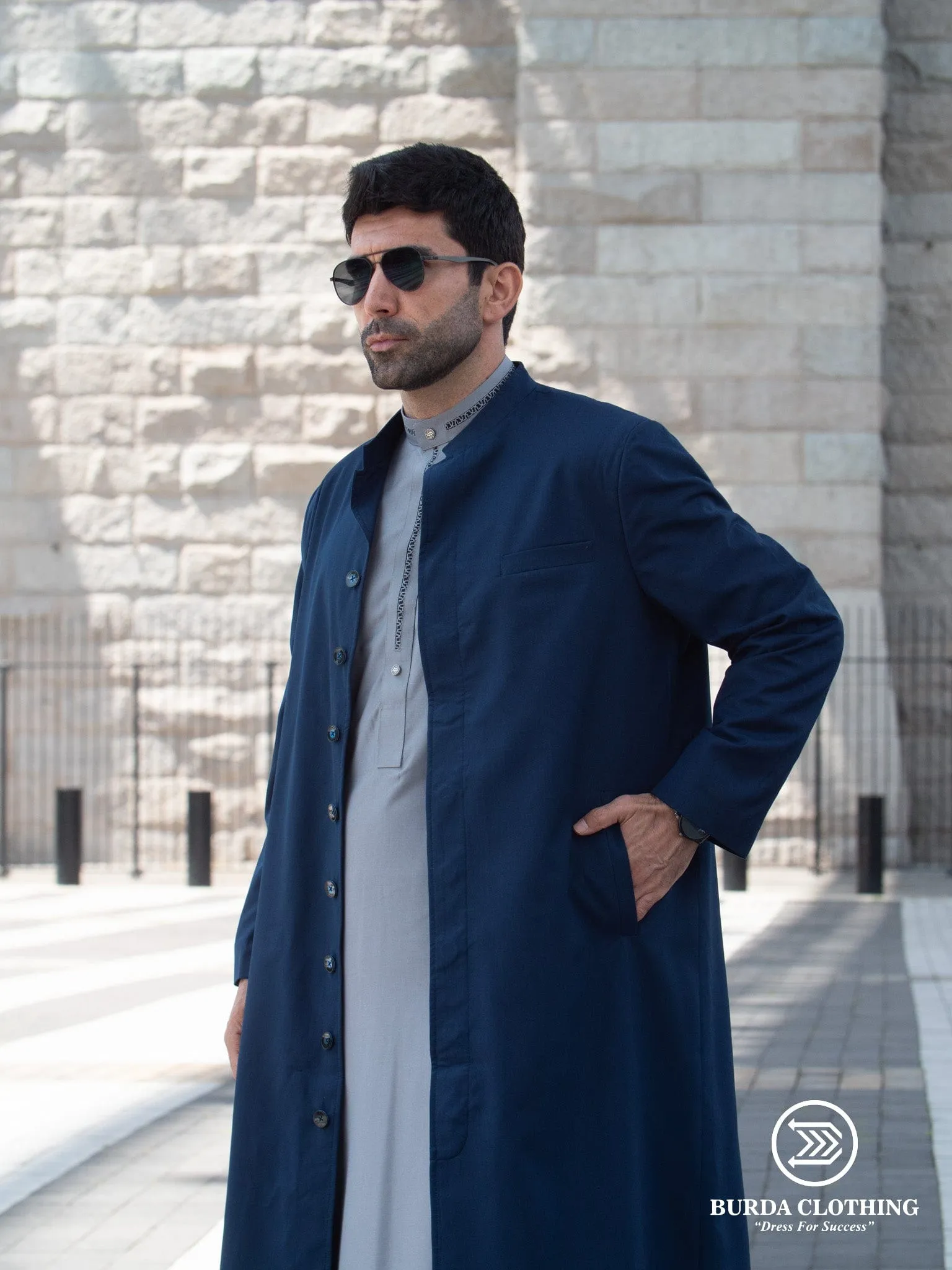 Oxford Blue Long Coat