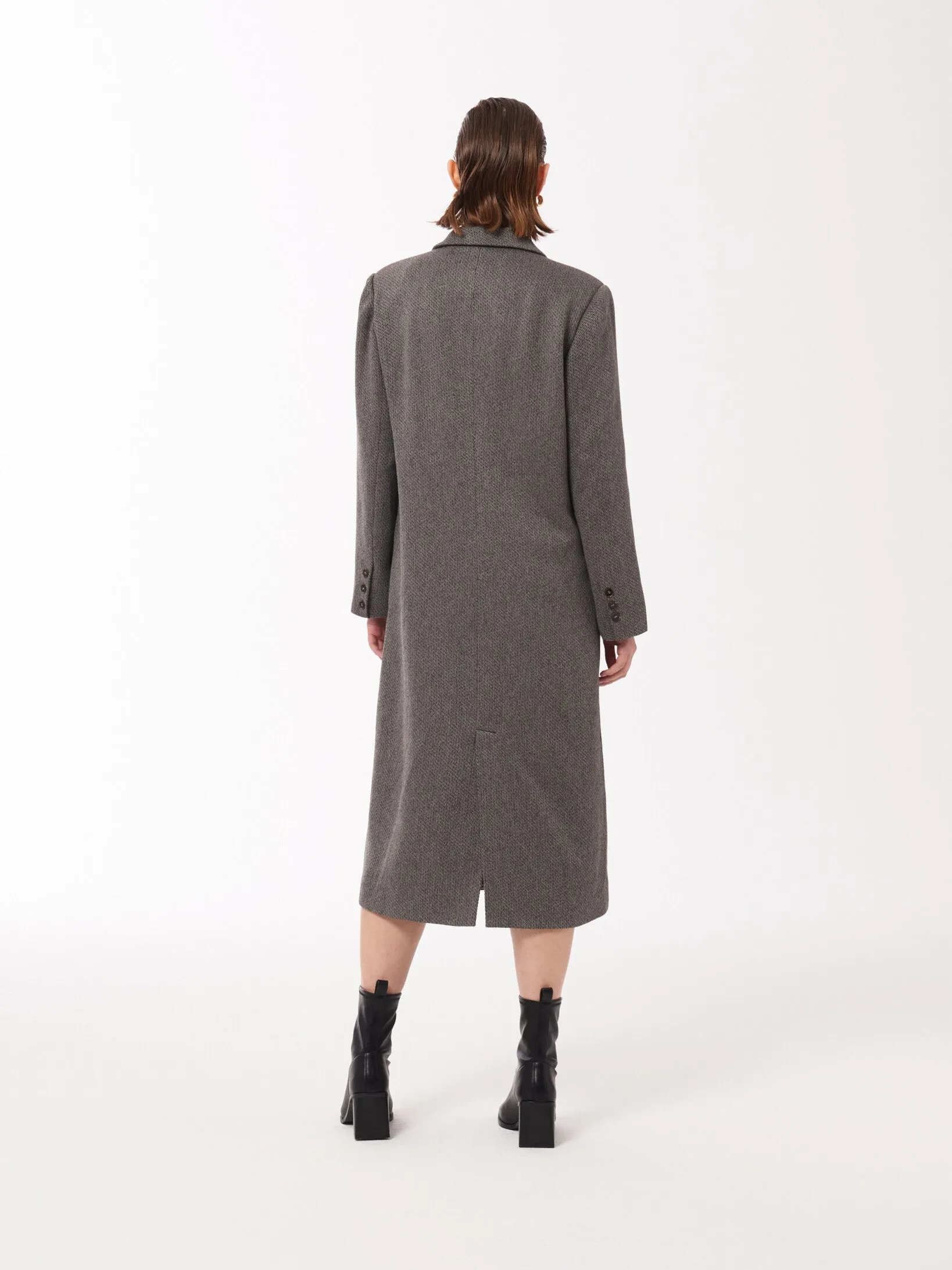 Peak-lapels Double-breasted Coat in Dark Grey
