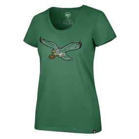 Philadelphia Eagles 47 Brand WOMEN'S Kelly Green Imprint Club Scoop Neck T-Shirt