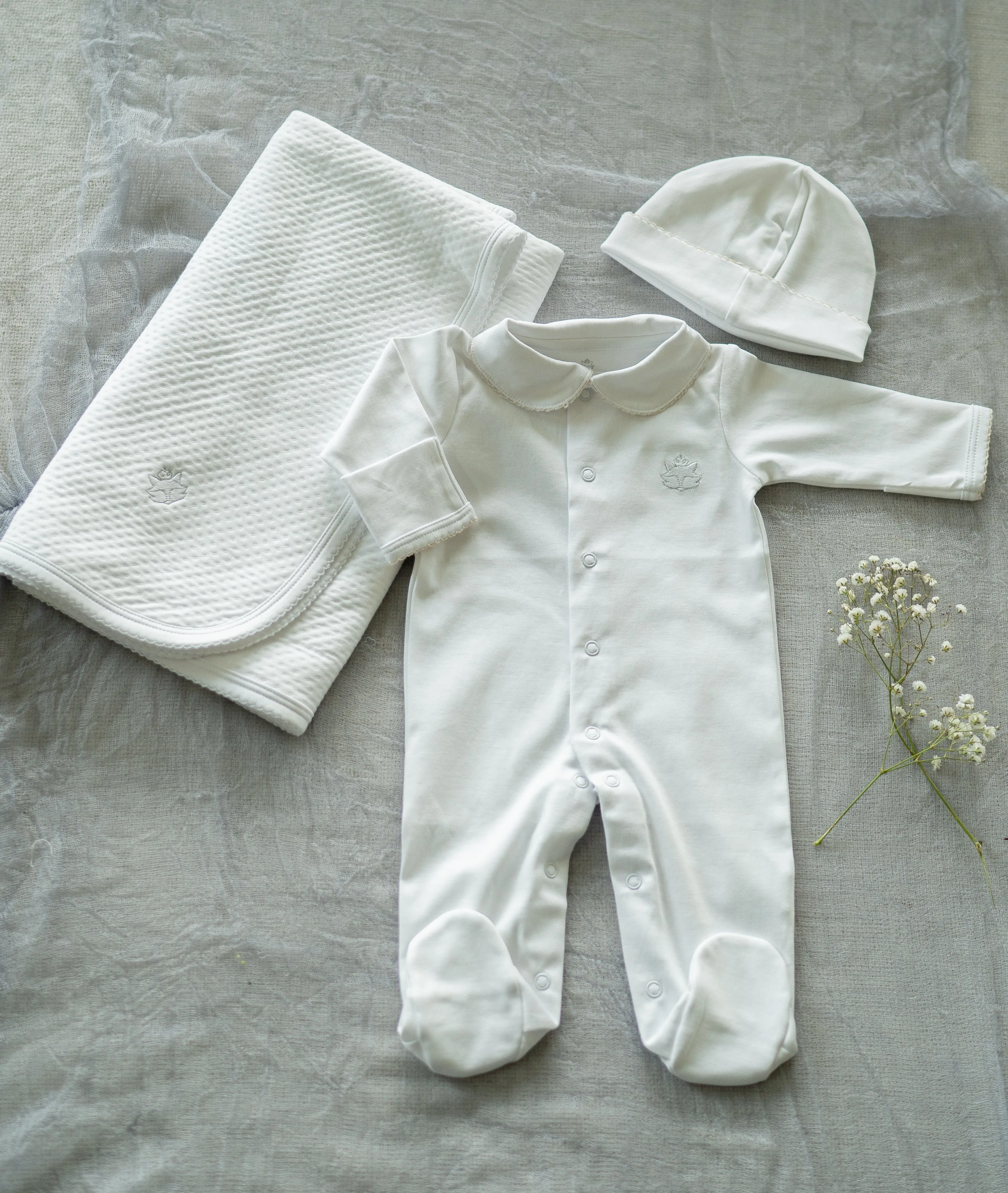 Pink Pima Cotton Romper with Hand-Embroidered Neckline | Elegant Baby Outfit