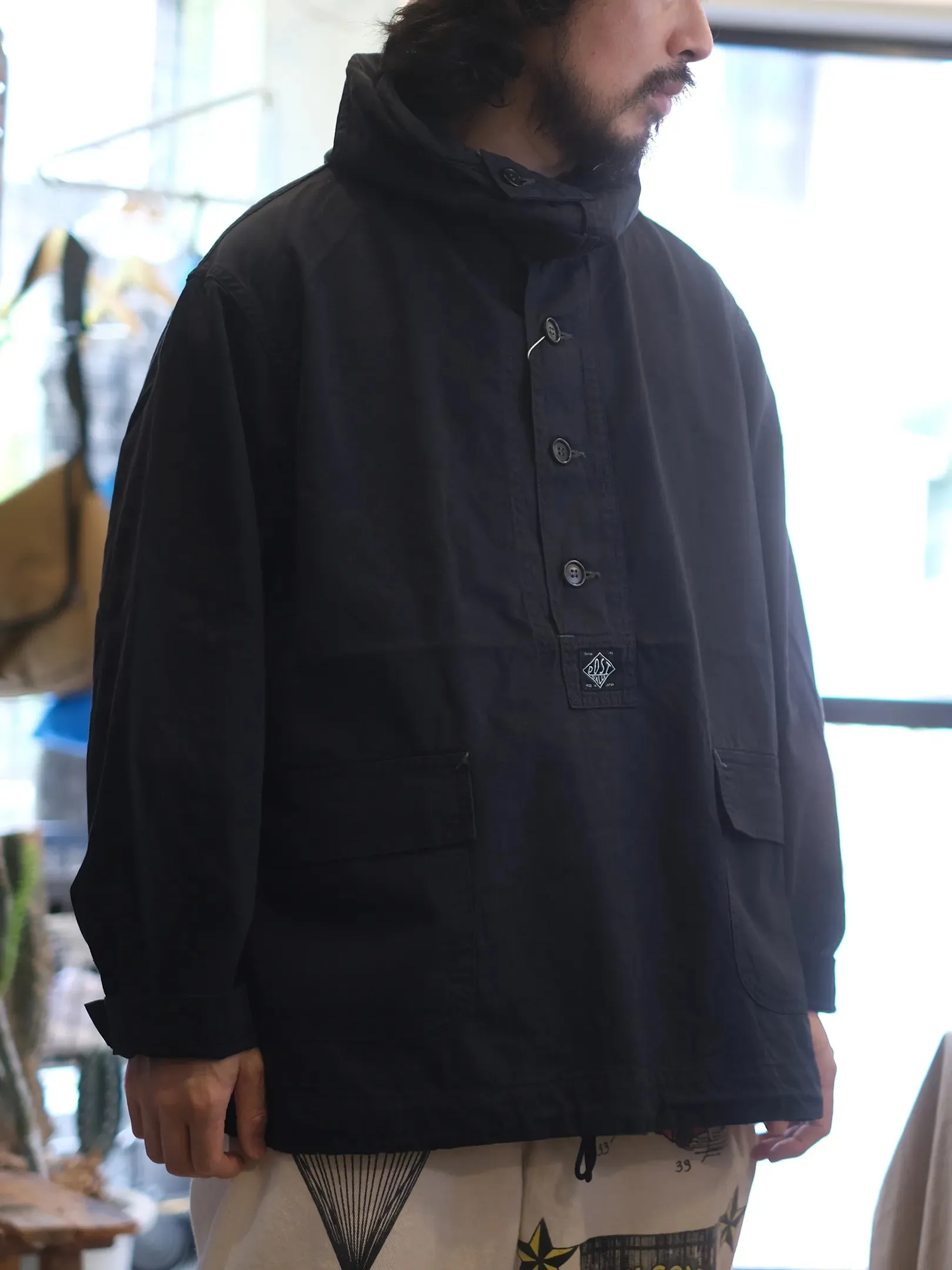 POST O'ALLS "#1105-VTC NAVY Parka : vintage twill charcoal"