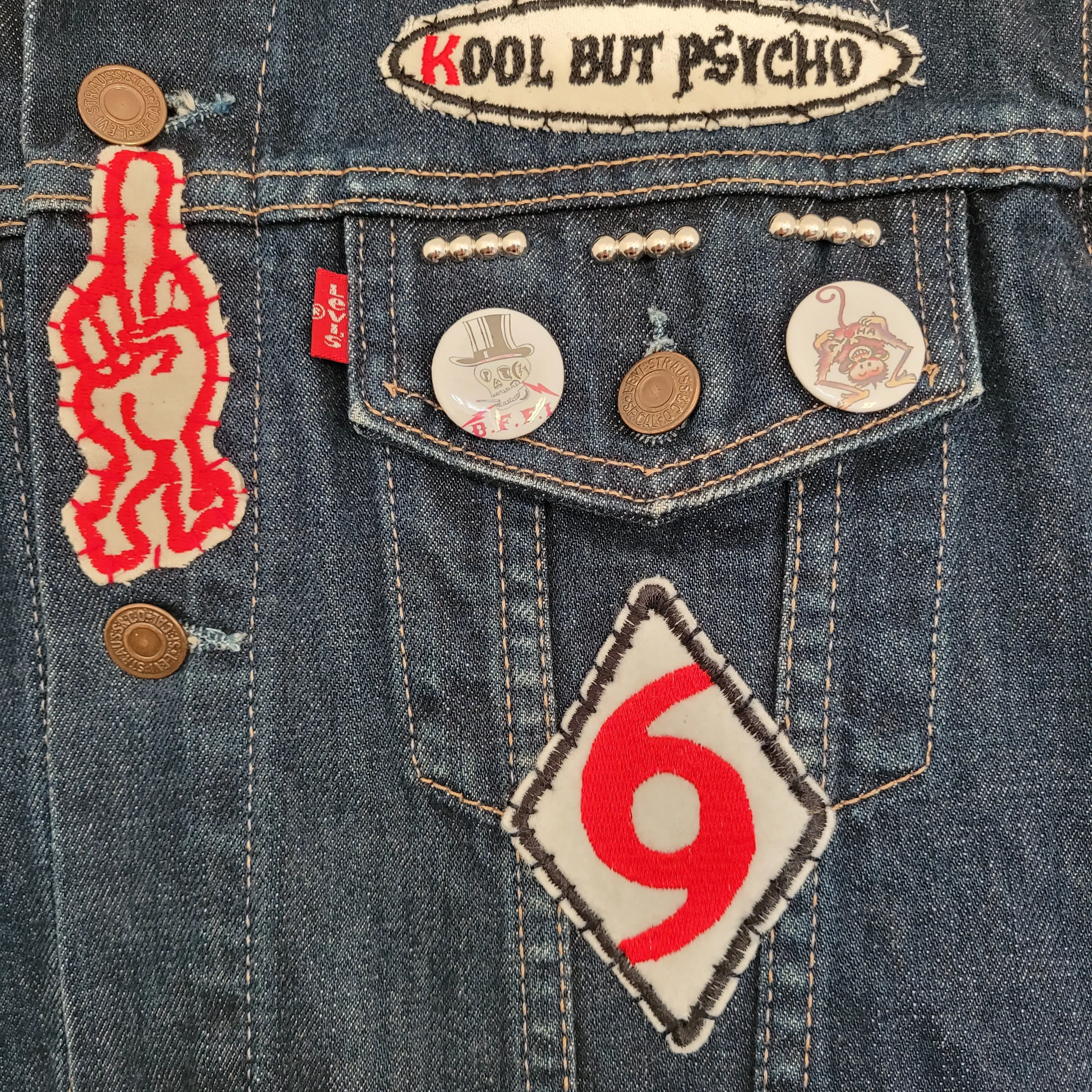 "Behind bars" chainstitched by hand Levi's Jacket/ Veste levis vintage brodée main et patchée