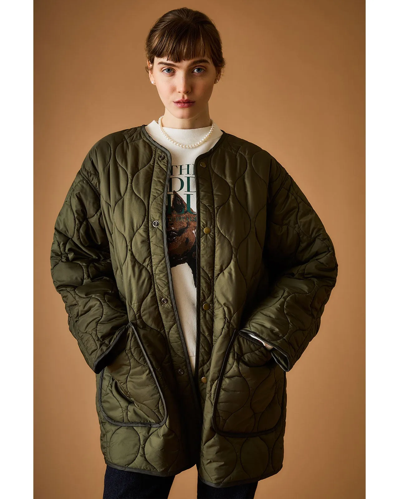 SHORT QUILTING COAT (KHAKI)