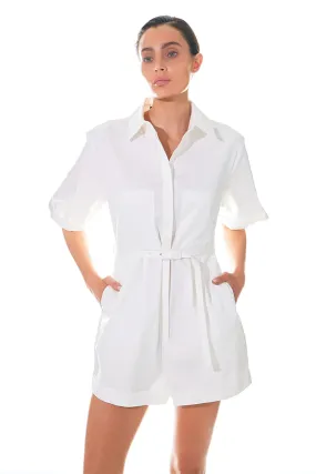 Shoulder Pad Shirt Romper