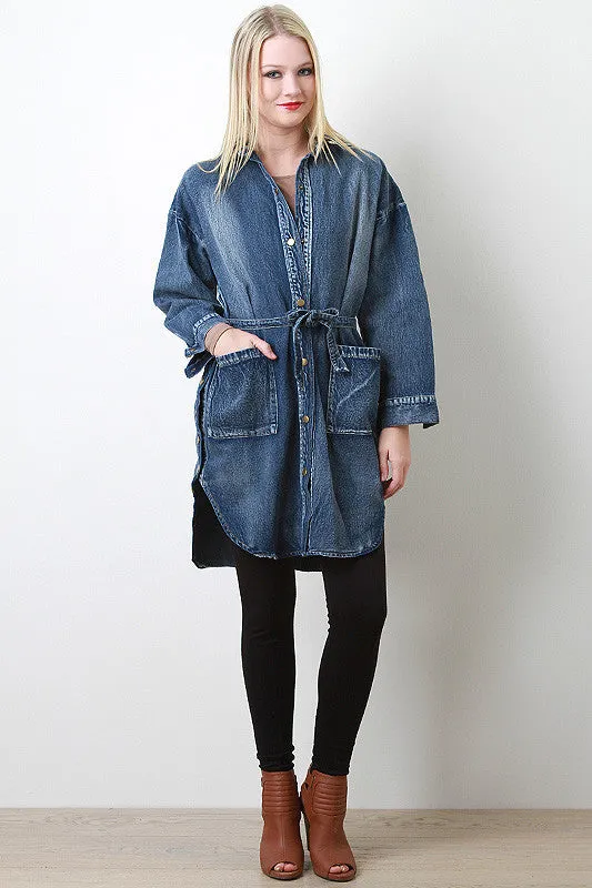 Snap Button Denim Coat