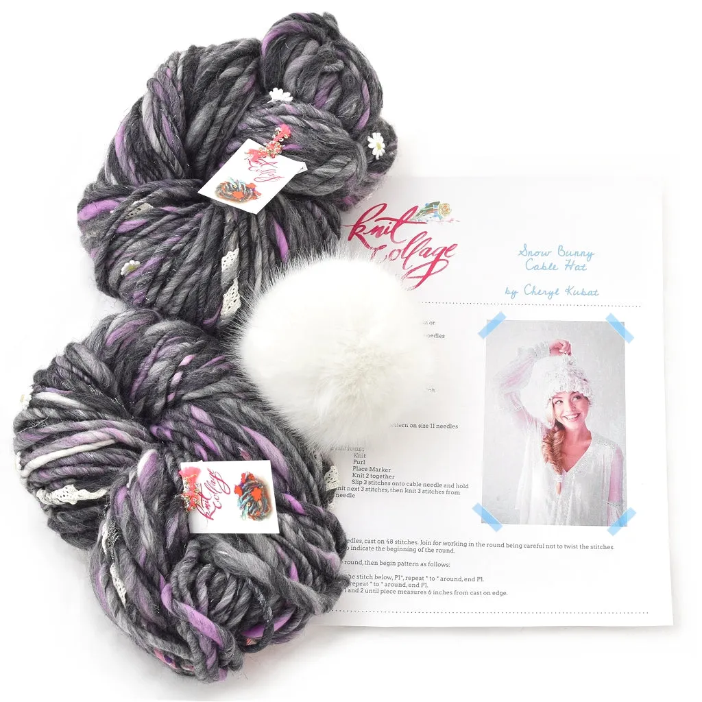 Snow Bunny Cabled Beanie by Knit Collage