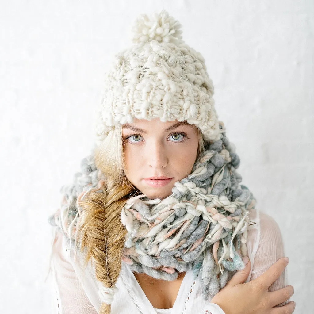 Snow Bunny Cabled Beanie by Knit Collage