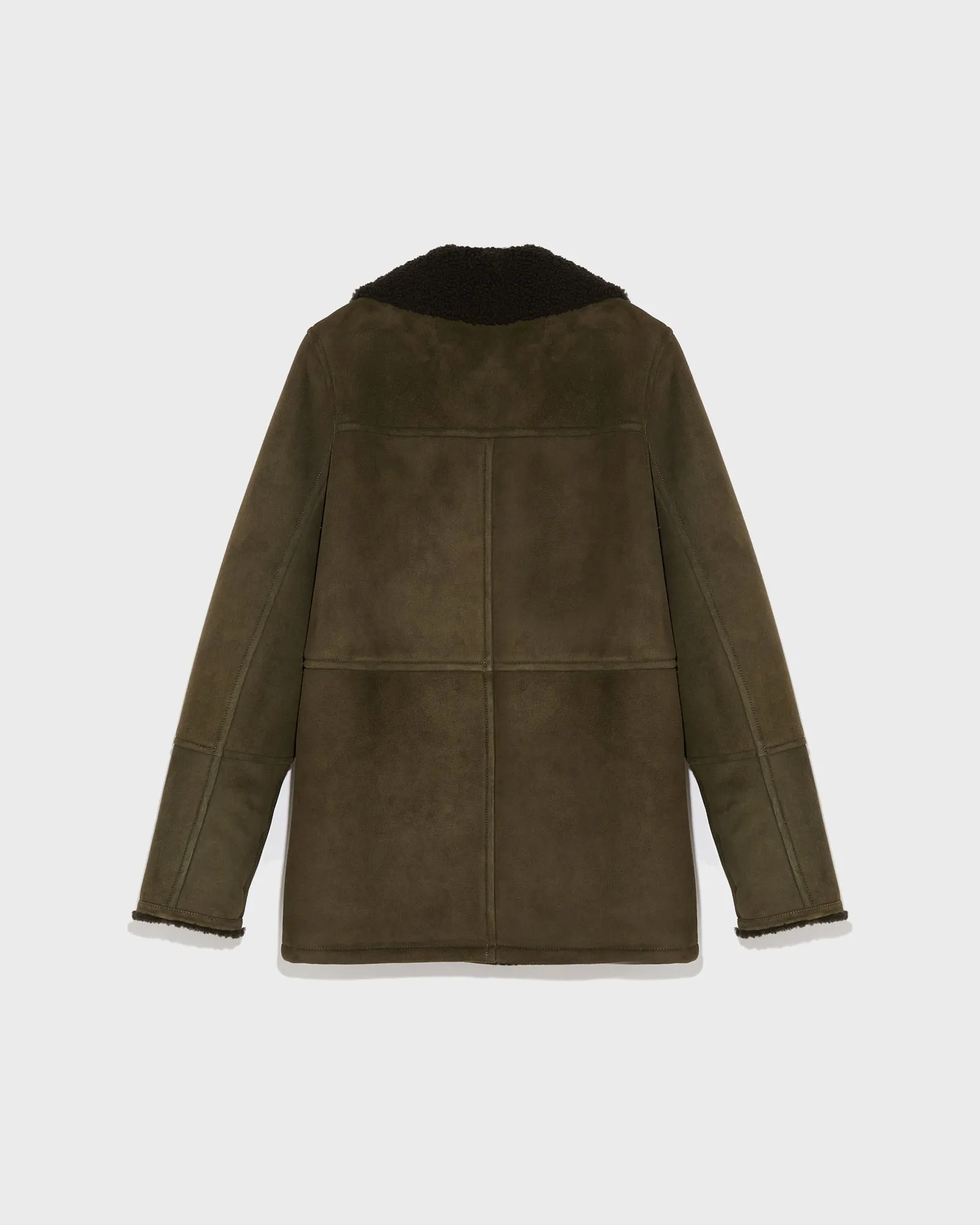 Suede merino pea coat