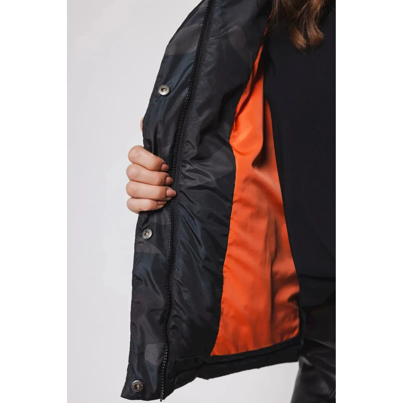 Sunn Short Padded Jacket With Hood Camouflage