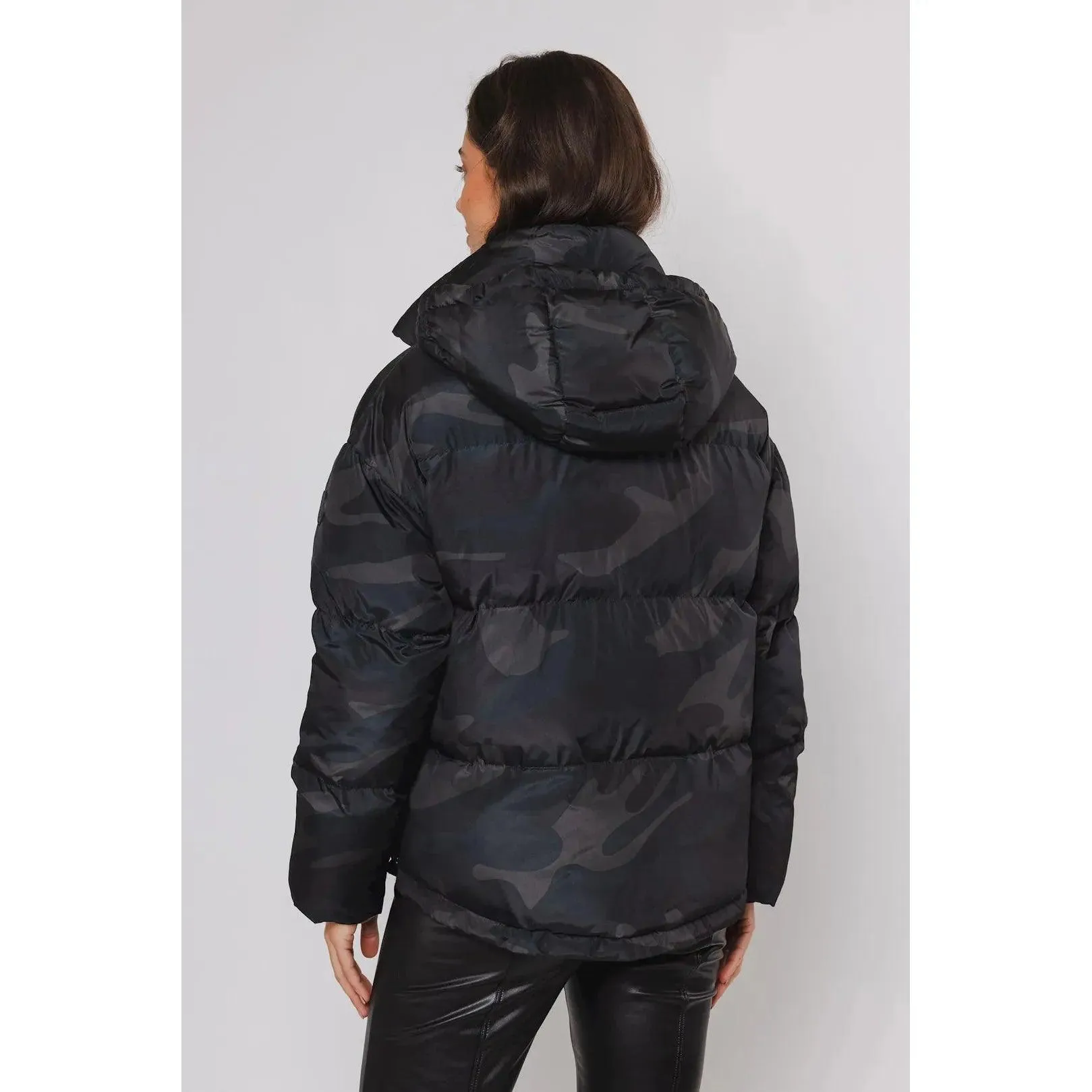 Sunn Short Padded Jacket With Hood Camouflage