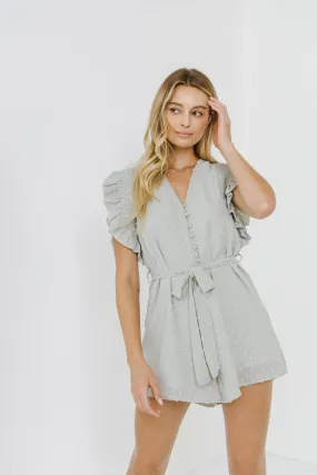 Swiss Dot Ruffle Detail Romper