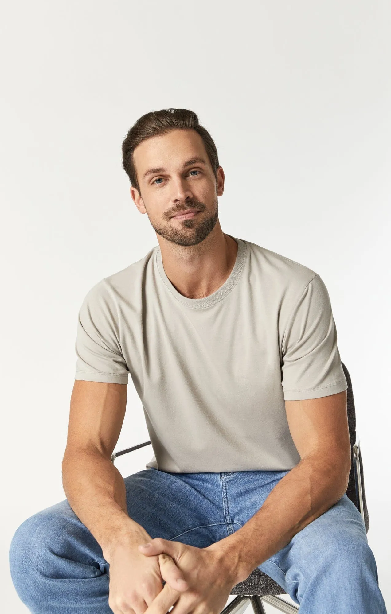 T-SHIRT IN SILVER LINING NATURAL DYE