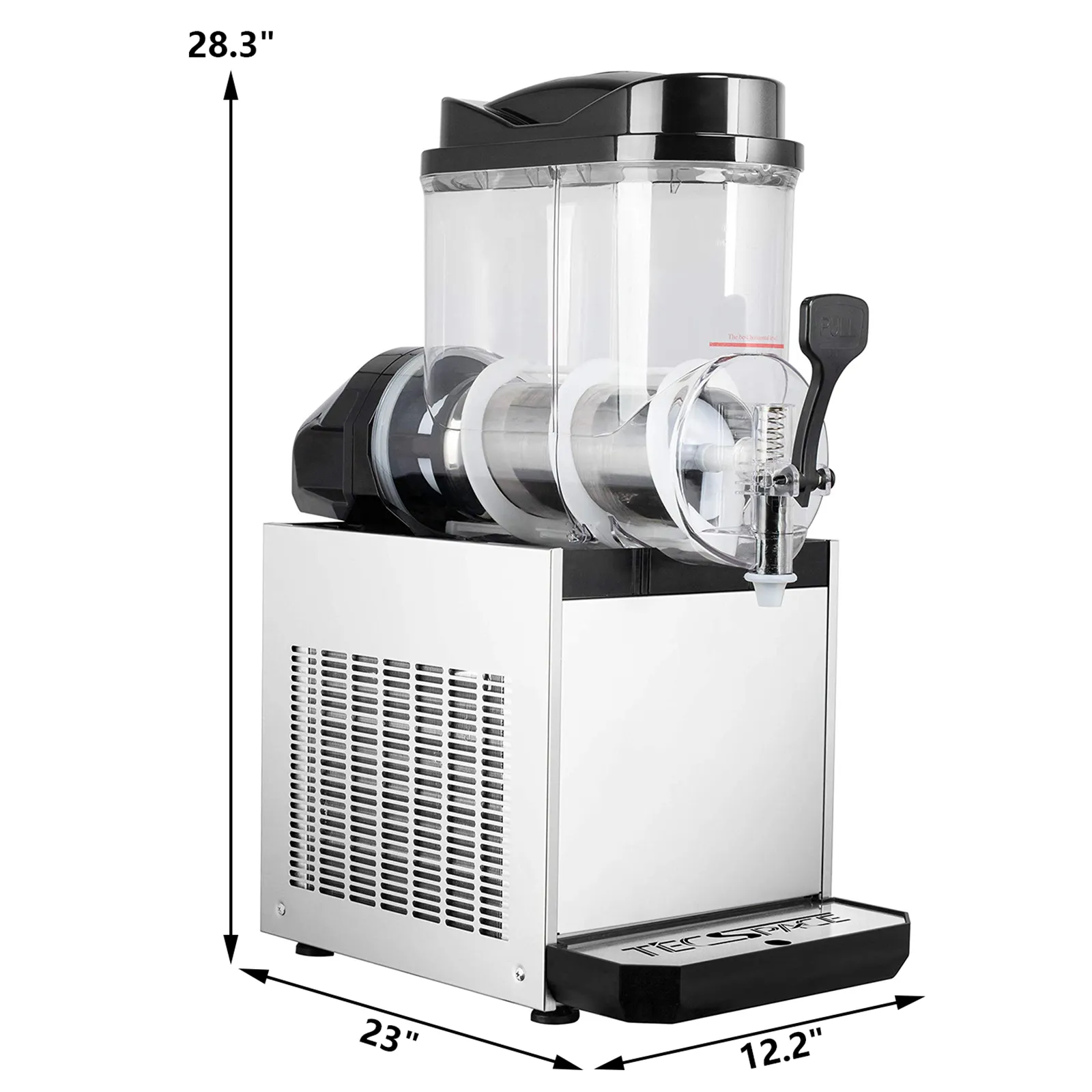TECSPACE 15L 1 Tank 110V Commercial Slushy Machine 600W Stainless Steel Margarita Smoothie Frozen Drink Maker