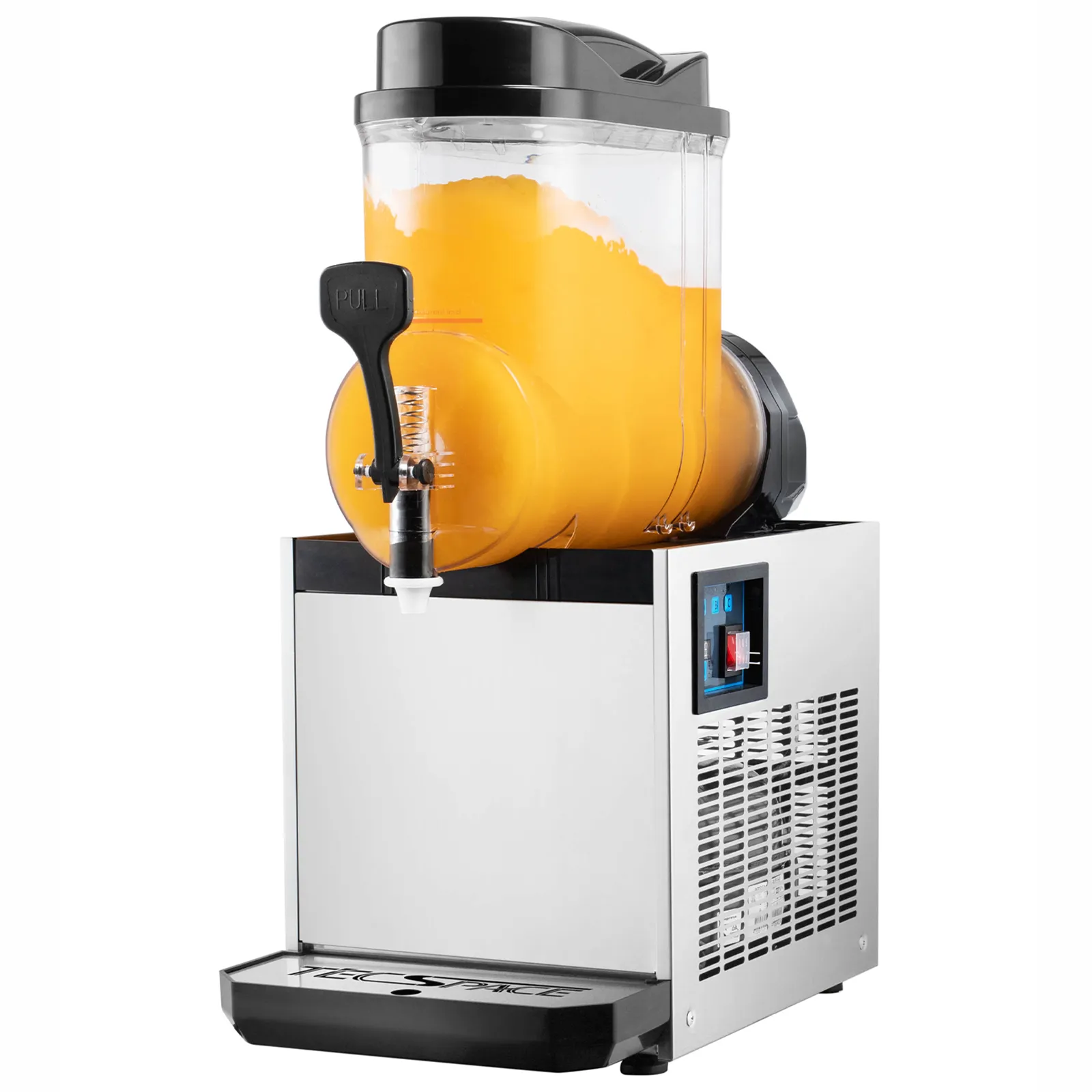 TECSPACE 15L 1 Tank 110V Commercial Slushy Machine 600W Stainless Steel Margarita Smoothie Frozen Drink Maker