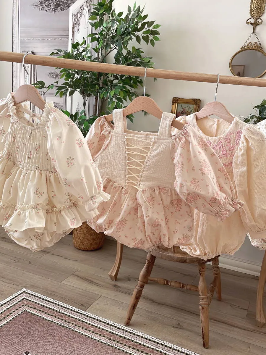 Tiffany Lace up Romper_Rose
