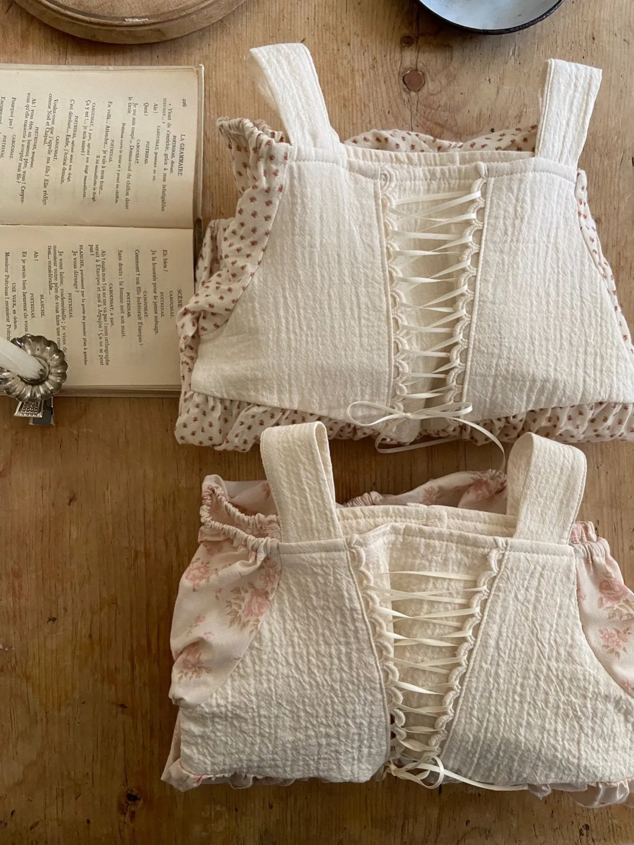 Tiffany Lace up Romper_Rose