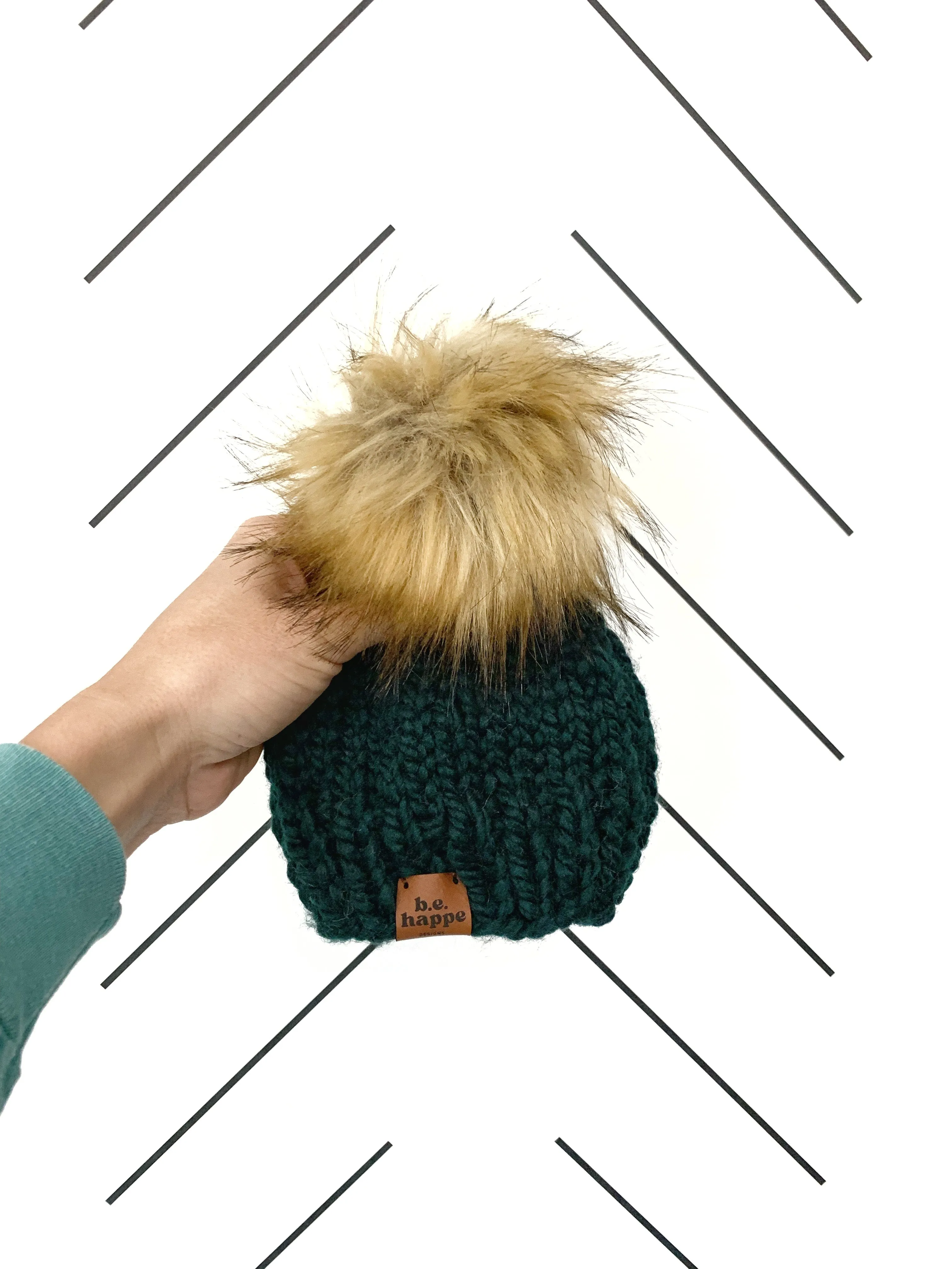 Toddler Solid Knit Pom Hat | Dark Green